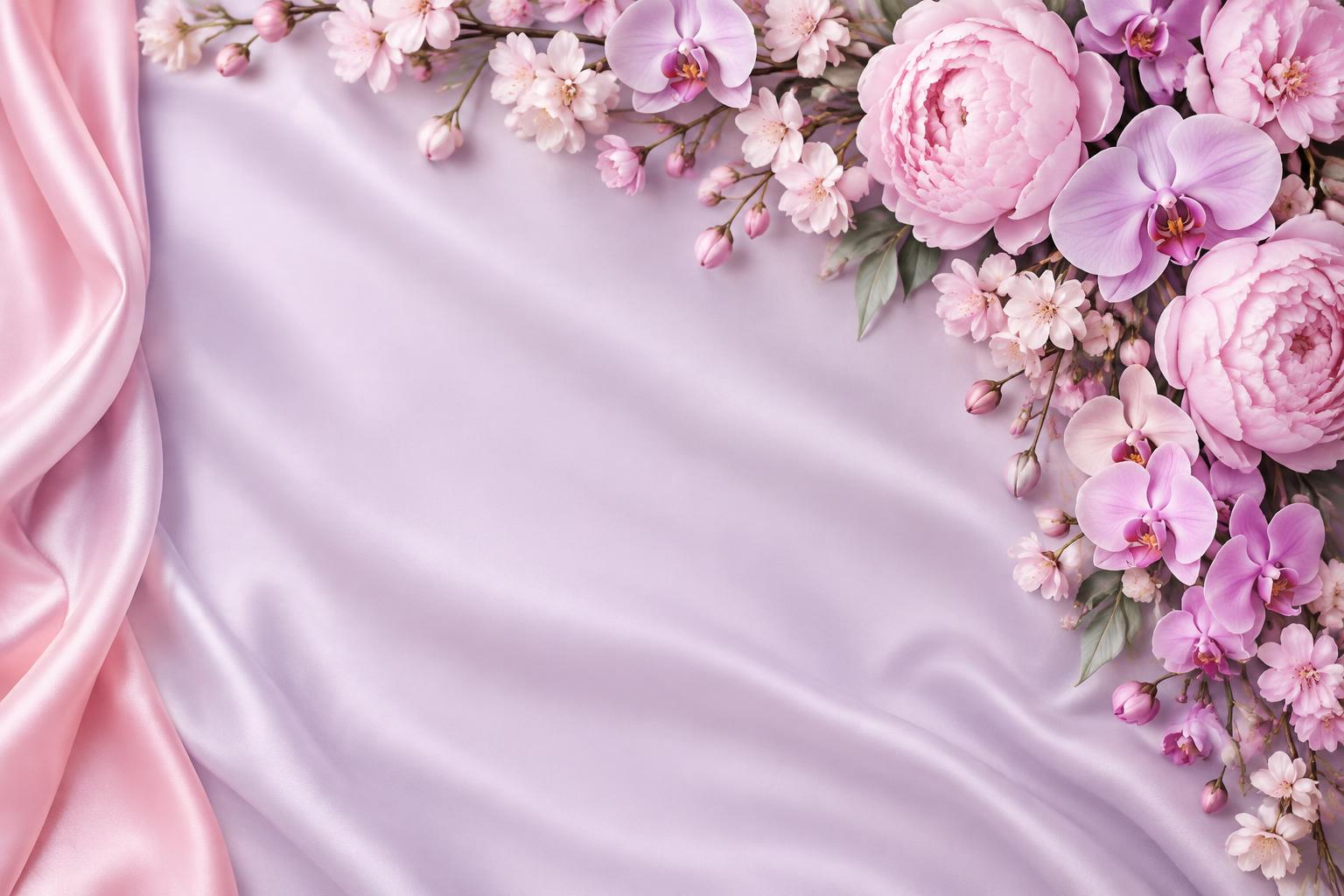 Art-directed pink florals and purple silk